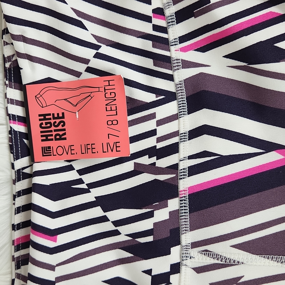 NWT, Love, Life, Live, Women's Multicolor yoga pants7/8 Length high rise, Sz L/G - Picture 8 of 9